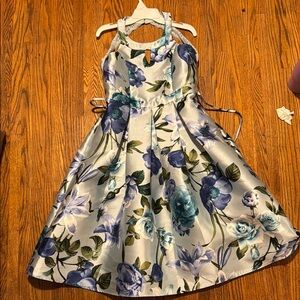 Floral Blue and White Kids Dress